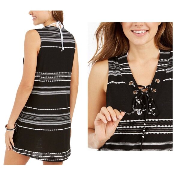 Dotti Womens‎ Size S Black White Striped Swim Bathing Suit Cover Up Dress NWT - Picture 2 of 7